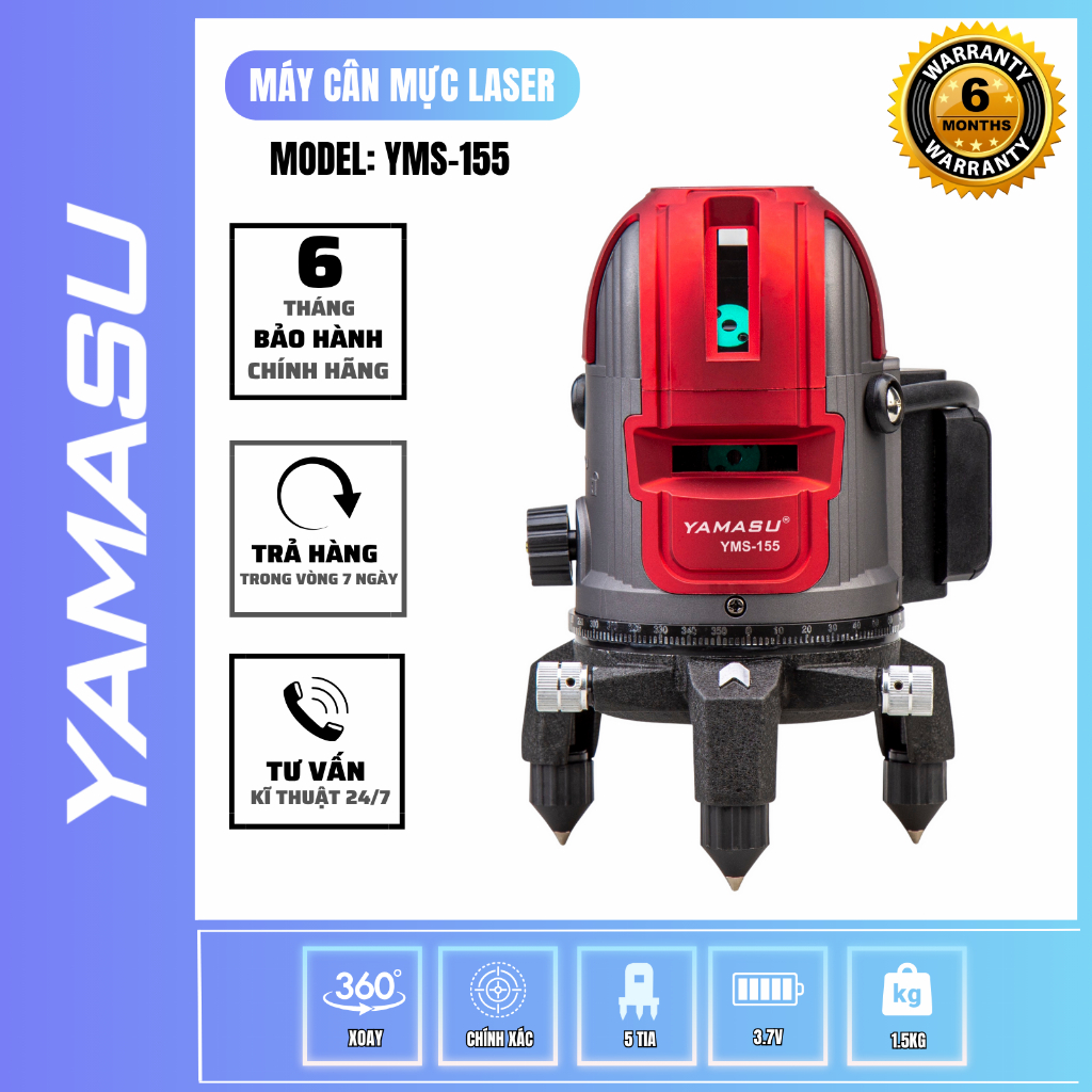 Máy Cân Bằng Laser 5 Tia Xanh Siêu Sáng YAMASU YMS-155 Cân Bằng Cực Nhạy