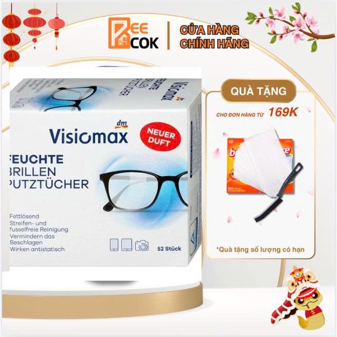 Giấy lau kính Visiomax hộp 52 tờ giúp làm sạch và bảo vệ kính