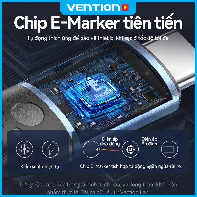 Cáp Sạc Nhanh 240W Vention Type C, Tốc Độ 480Mbps, Dây Dù Bện 4mm Đầu Hợp Kim Nhôm Mạ Niken Bền Chắc | BigBuy360 - bigbuy360.vn