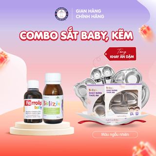 Combo Sắt Ferrolip baby và Kẽm Biolizin Vị Đào Thơm Ngon Tặng Khay Ăn Dặm Cao Cấp Cho Bé