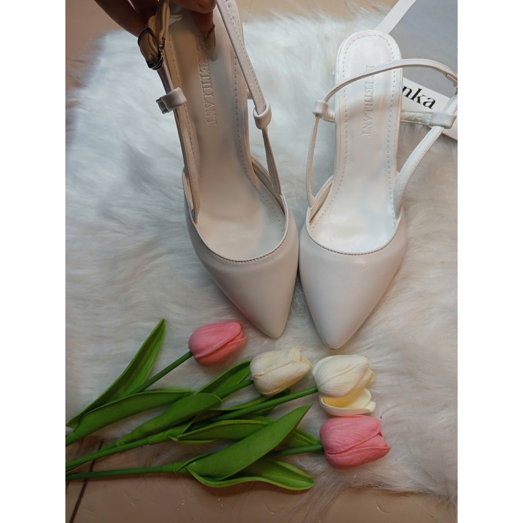 Giày cao gót sandal mũi sục hở gót da cao cấp 7f | BigBuy360 - bigbuy360.vn