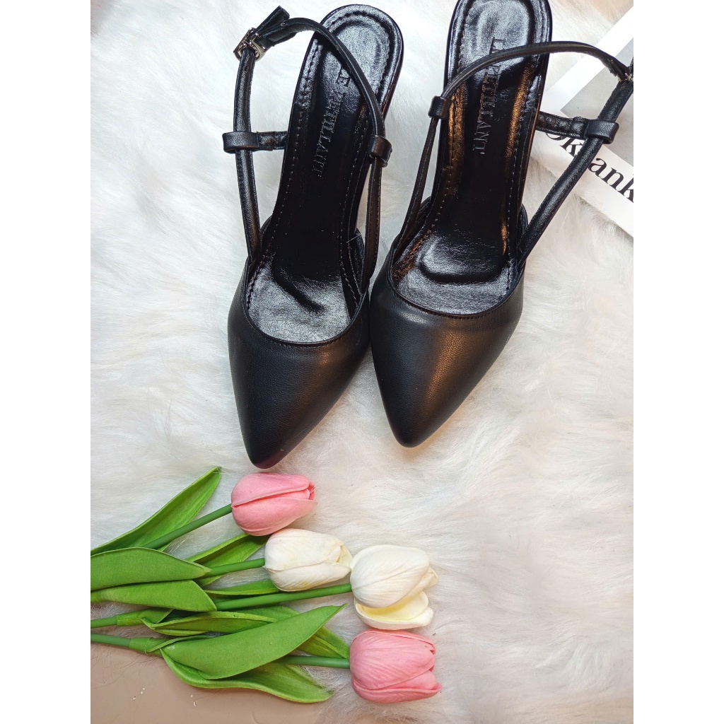 Giày cao gót sandal mũi sục hở gót da cao cấp 7f | BigBuy360 - bigbuy360.vn