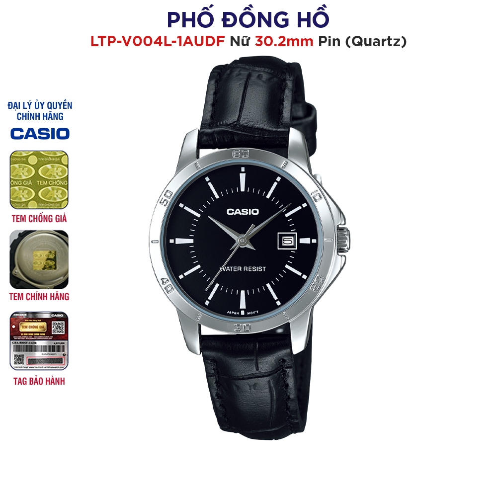 Đồng hồ nữ dây da Casio chính hãng Anh Khuê LTP-V004L-1AUDF