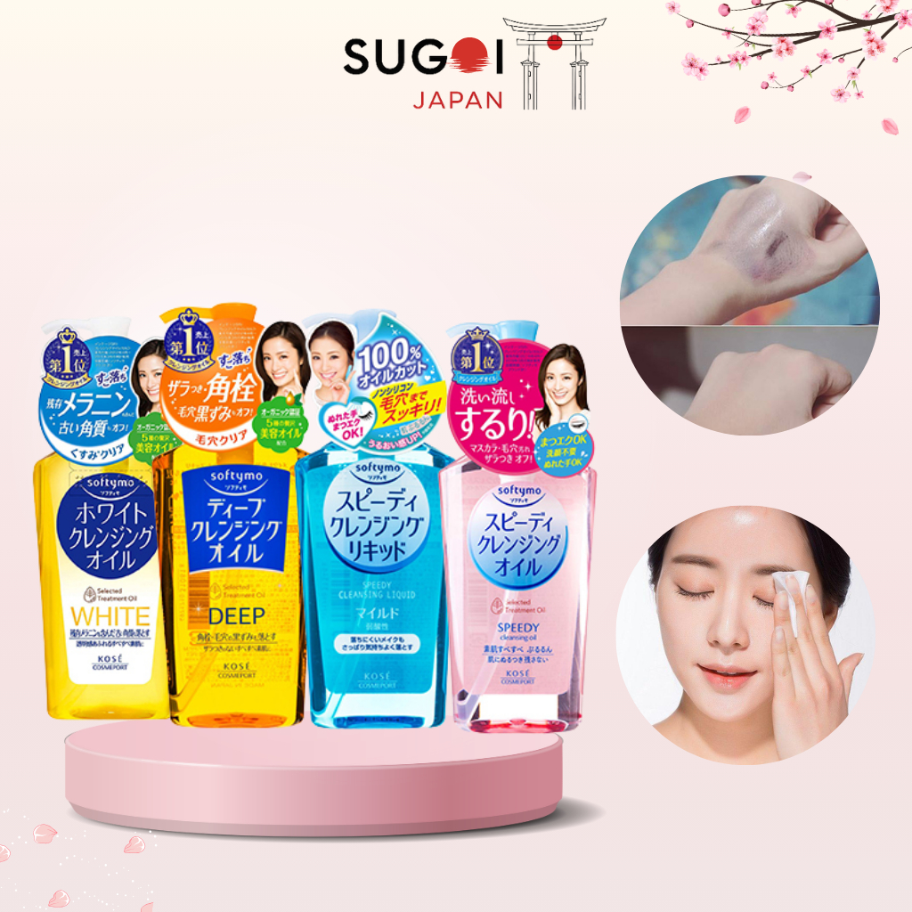 Dầu Tẩy Trang Kose Softymo White Cleansing Oil Nhật Bản 230ml Dành Cho Da Dầu Mụn, Da Nhạy Cảm