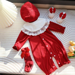  T78 - body thu LIỀN THÂN đông MÀU ĐỎ liền thân mũ nồi cho bé 3-10kg Sambb 