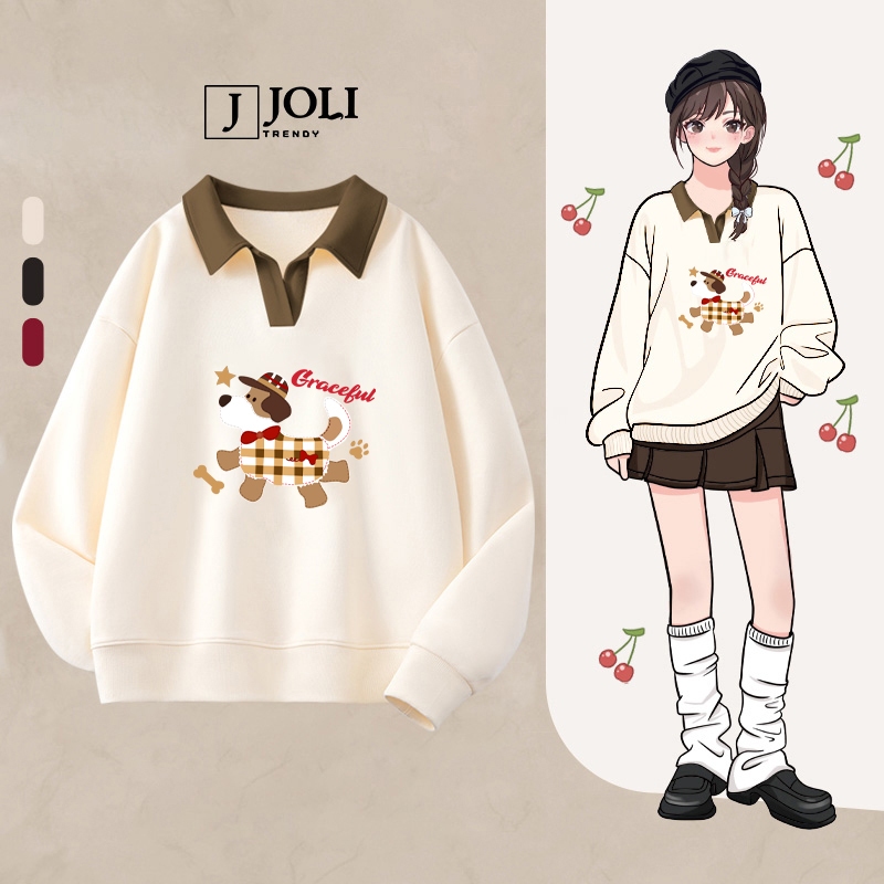 Áo Sweater Cổ V Chất Nỉ 2 Da BST 06 Big Eye By JOLI Form Rộng Dáng Unisex Dành Cho Nam Nữ | BigBuy360 - bigbuy360.vn