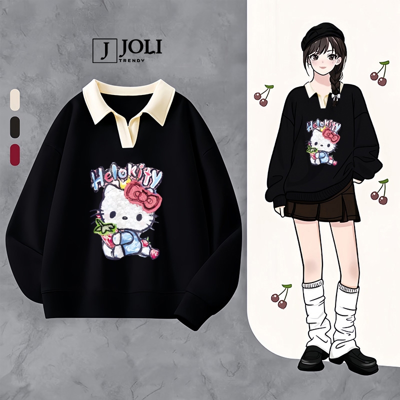 Áo Sweater Cổ V Chất Nỉ 2 Da BST 06 Big Eye By JOLI Form Rộng Dáng Unisex Dành Cho Nam Nữ | BigBuy360 - bigbuy360.vn