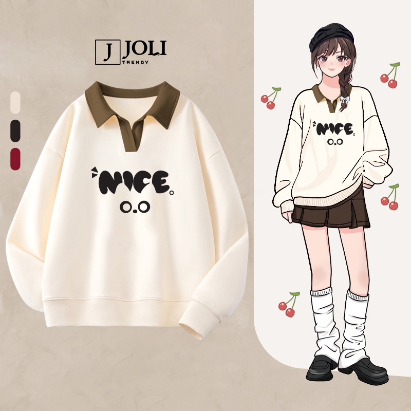 Áo Sweater Cổ V Chất Nỉ 2 Da BST 06 Big Eye By JOLI Form Rộng Dáng Unisex Dành Cho Nam Nữ | BigBuy360 - bigbuy360.vn