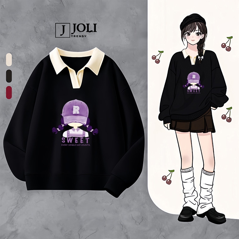 Áo Sweater Cổ V Chất Nỉ 2 Da BST 06 Big Eye By JOLI Form Rộng Dáng Unisex Dành Cho Nam Nữ | BigBuy360 - bigbuy360.vn