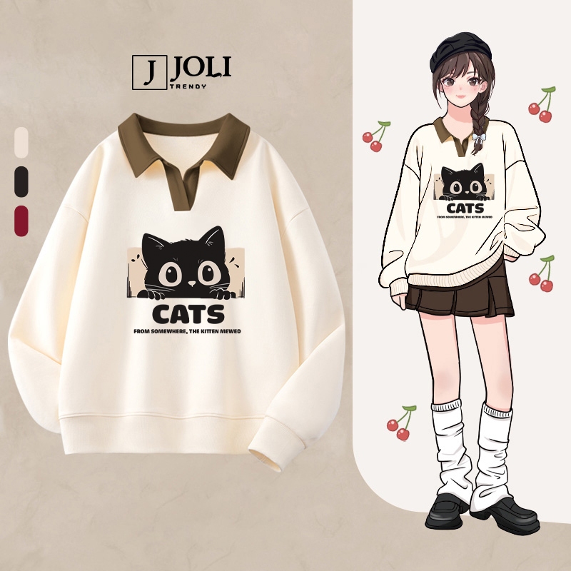 Áo Sweater Cổ V Chất Nỉ 2 Da BST 06 Big Eye By JOLI Form Rộng Dáng Unisex Dành Cho Nam Nữ | BigBuy360 - bigbuy360.vn