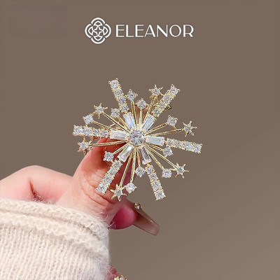 Ghim cài áo nam nữ Eleanor Accessories hình bông tuyết đính đá phụ kiện thời trang trâm cài áo 10590