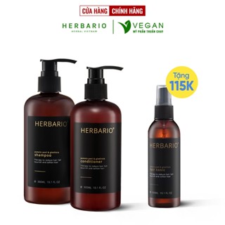 Bộ đôi Dầu GỘI XẢ bồ kết & vỏ bưởi Herbario 300ml TẶNG xịt dưỡng Herbario 100ml