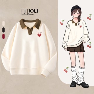  Áo Sweater Cổ V Chất Nỉ 2 Da BST 07 Luck Smile By JOLI Form Rộng Dáng Unisex Dành Cho Nam Nữ 