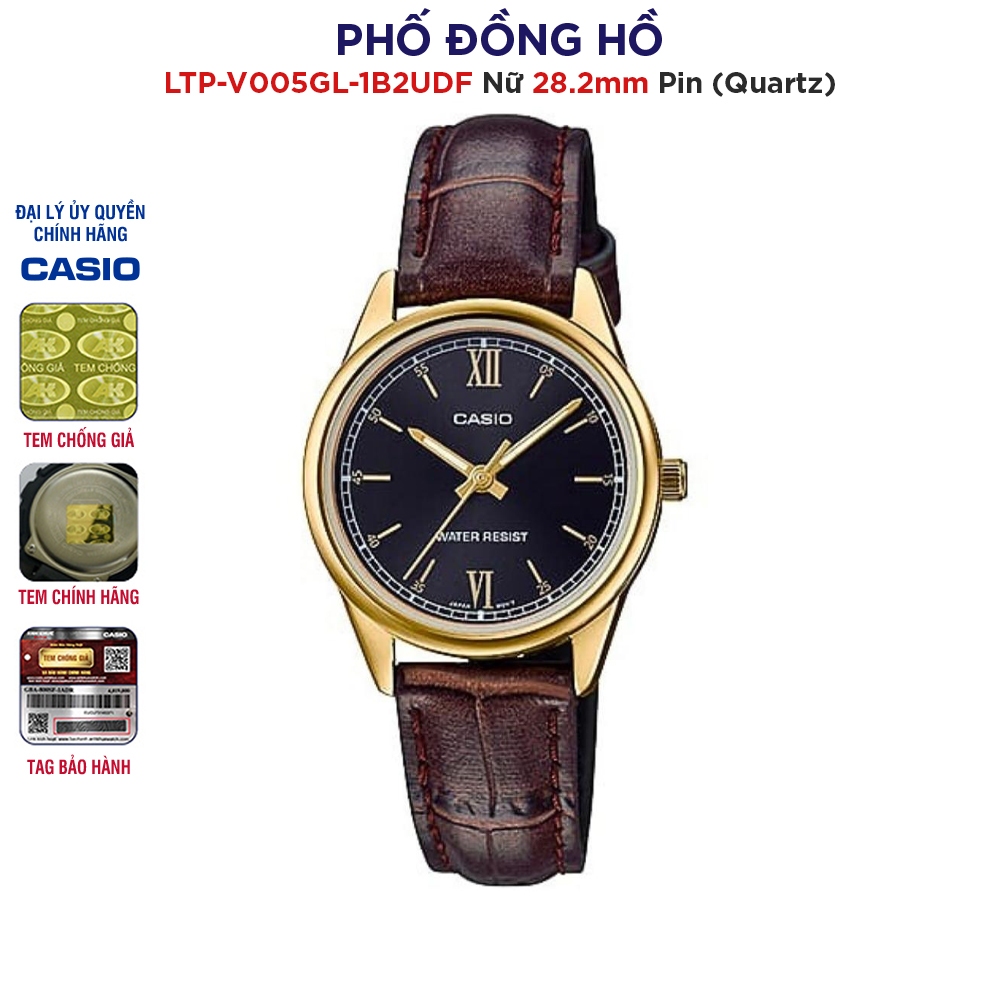 Đồng hồ nữ dây da Casio Anh Khuê LTP-V005GL-1B2UDF