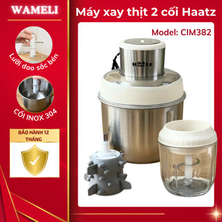 Máy xay thịt Haatz CIM382 công suất 500w, 2 cối 2.5L và 0.75L, kèm đánh ruốc đa năng bền bỉ