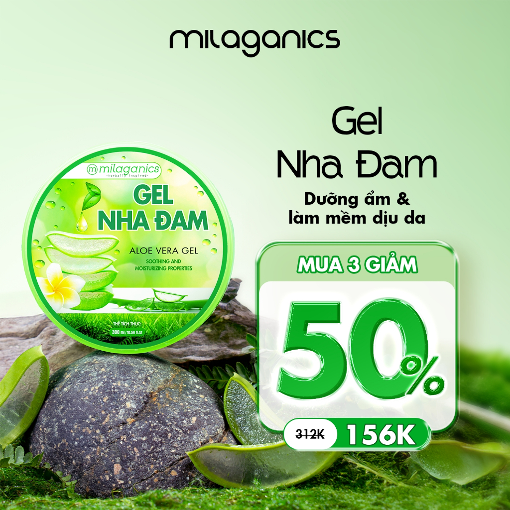 [MUA 3 GIẢM 50%] Gel nha đam MILAGANICS dưỡng ẩm body gel lô hội cấp ẩm chăm sóc da nhạy cảm 150gr