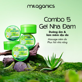  Combo tiết kiệm 5 gel nha đam MILAGANICS giúp dưỡng ẩm sáng da gel nha đam cấp ẩm mềm da 300ml  hũ 