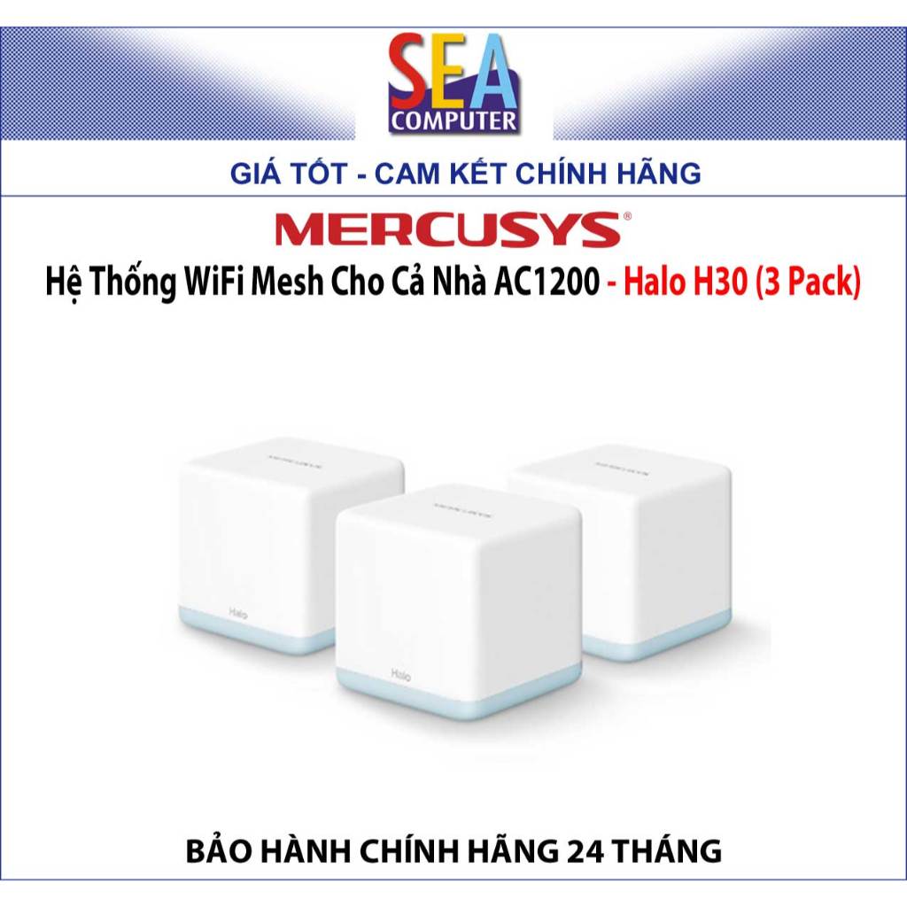 Hệ Thống Mercusys WiFi Mesh Cho Cả Nhà AC1200 - Halo H30 (3 Pack)