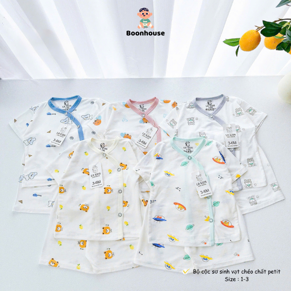 [Chất Peptit] Set 3-4 bộ cộc tay cúc chéo chất peptit mềm mại thoáng mát cho phối viền in hoạ tiết