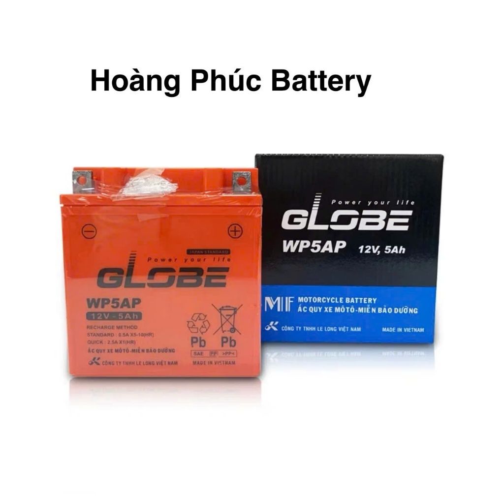 Bình Ắc Quy WP5AP 12V, 5Ah GLOBE cho xe DREAM/ WAVE/ SIRIUS,...