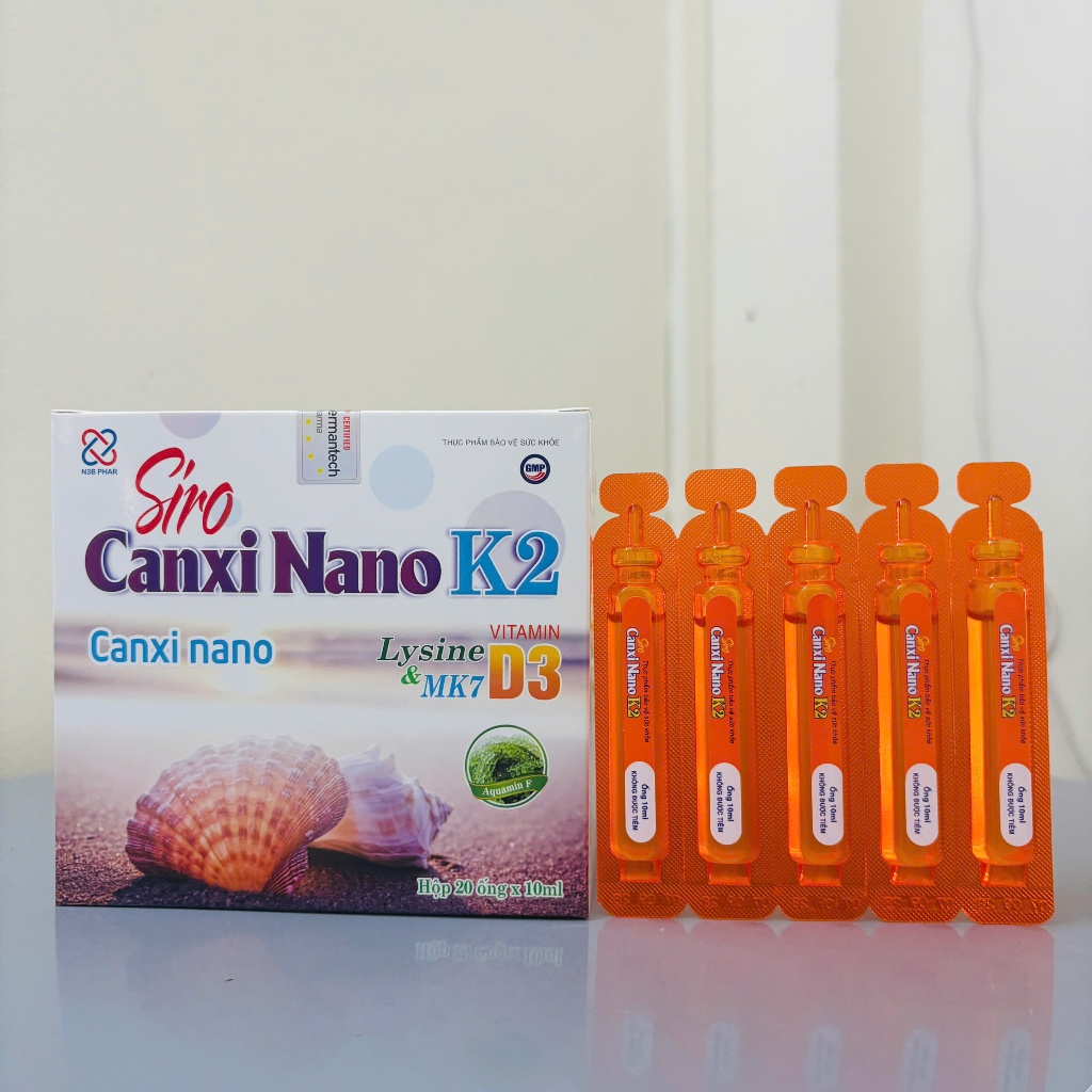 CANXI NANO K2 tảo biển đỏ - Hộp 20 ống siro 10ml dùng cho bé từ 0 tháng