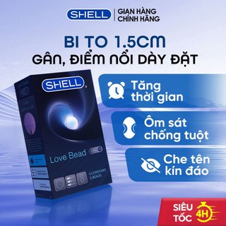  Bao Cao Su Shell Love Bead Gân Nổi Kéo Dài Thời Gian Quan Hệ Bi Tăng 1.5cm - Hộp 5 Cái 