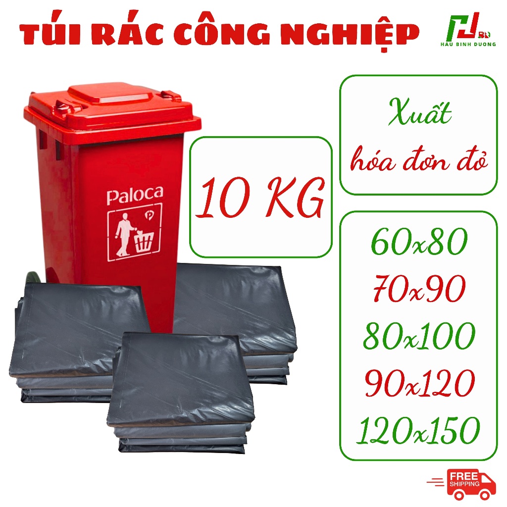 10kg Túi rác đen công nghiệp loại tốt size 30L 45L 60L 120L 240L