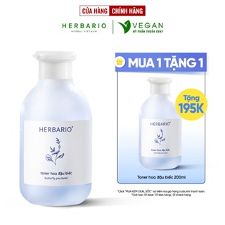 Toner nước cân bằng da Hoa Đậu Biếc Herbario 200ml thuần chay, chống lão hóa