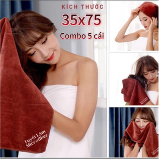 5 cái Khăn gội đầu 35x75 Microfiber,Mềm Mịn ,Siêu Thấm Hút , Không sổ lông Loại 1