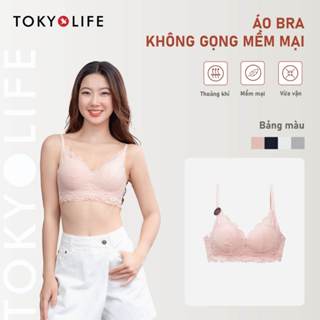Áo lót ngực nữ TOKYOLIFE không gọng phối ren nâng ngực đệm dày chất vải mềm mại 40003181