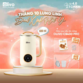 Máy làm sữa hạt mini OLIVO CB400 PRO 600ml 750W, 7 chế độ nấu, nắp inox cải tiến chống trào