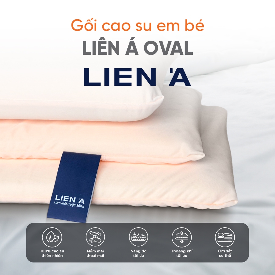 Gối nằm cao su em bé Oval Liên Á Em ái, mềm mại-Nhiều kích thước