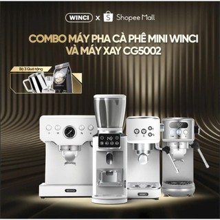 Combo Máy Pha Cà Phê Winci và Máy xay cà phê Winci CG5002 dùng cho gia đình. 
