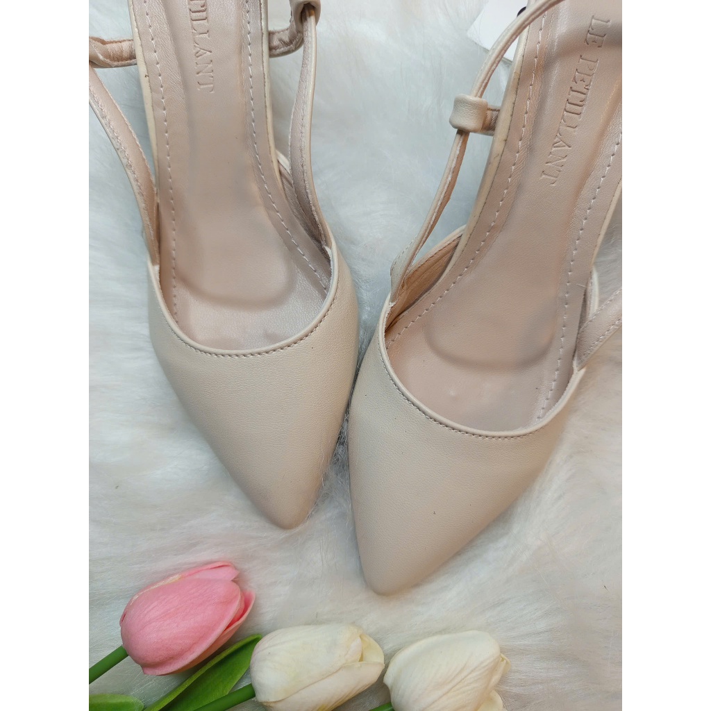 Giày cao gót sandal mũi sục hở gót da cao cấp 7f | BigBuy360 - bigbuy360.vn