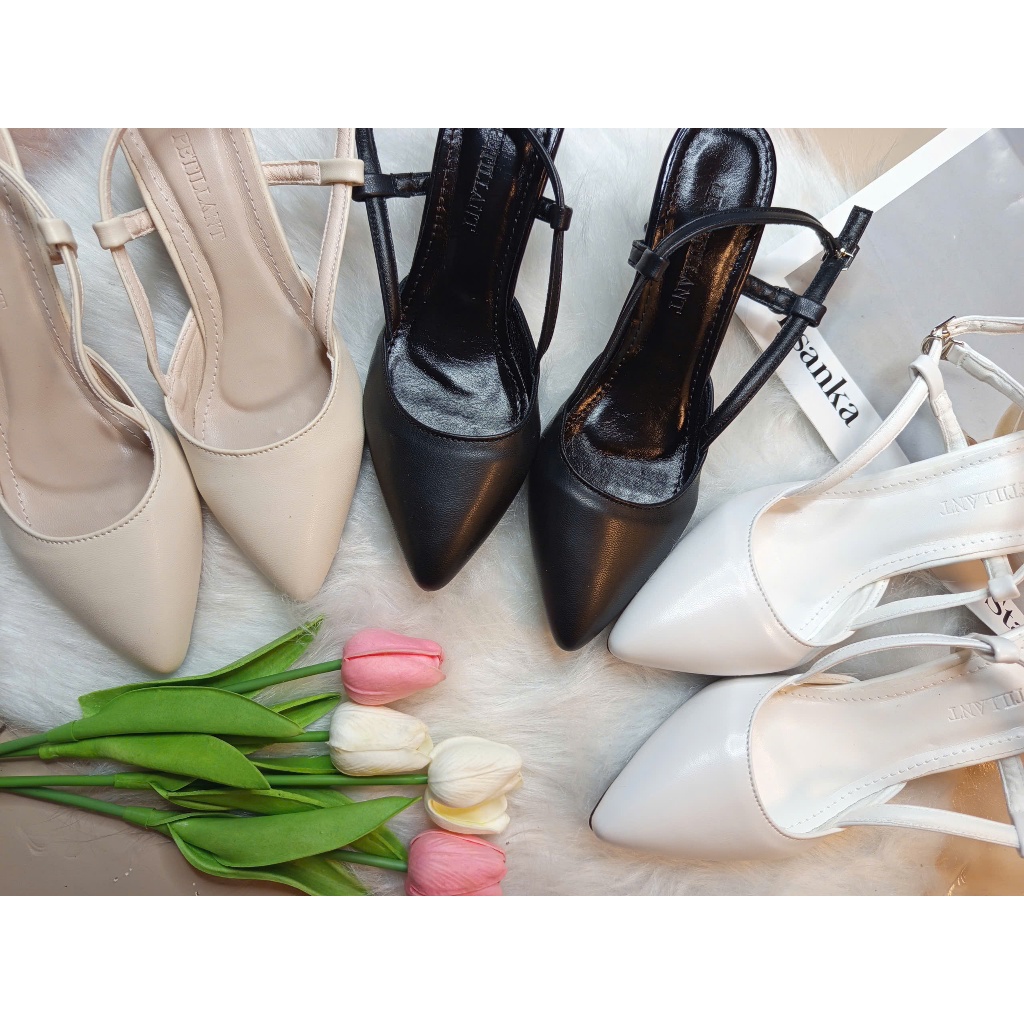 Giày cao gót sandal mũi sục hở gót da cao cấp 7f | BigBuy360 - bigbuy360.vn