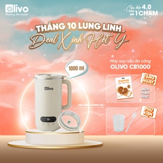 Máy làm sữa hạt mini OLIVO CB1000 dung tích 1L, xay nấu đa năng chống trào hiệu quả, lưỡi dao 10 cánh