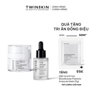 [PRO-TỐI ƯU] Combo chuyên sâu: Sáng đều màu da, cấp nước phục hồi, Kem Bright Advanced 15ml & Serum HA 30ml Twins Skin