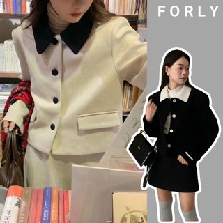  Áo khoác dạ Forly Studio áo dạ nữ cúc cài dáng vừa phối cổ basic chất liệu dạ ép siêu ấm T044 