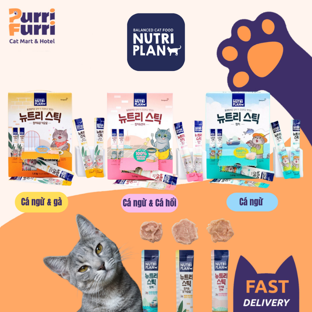 [Combo 10-20] Súp Thưởng Nutri Plan Cho Mèo, Súp Thưởng Nutriplan 14g Cao Cấp Hàn Quốc