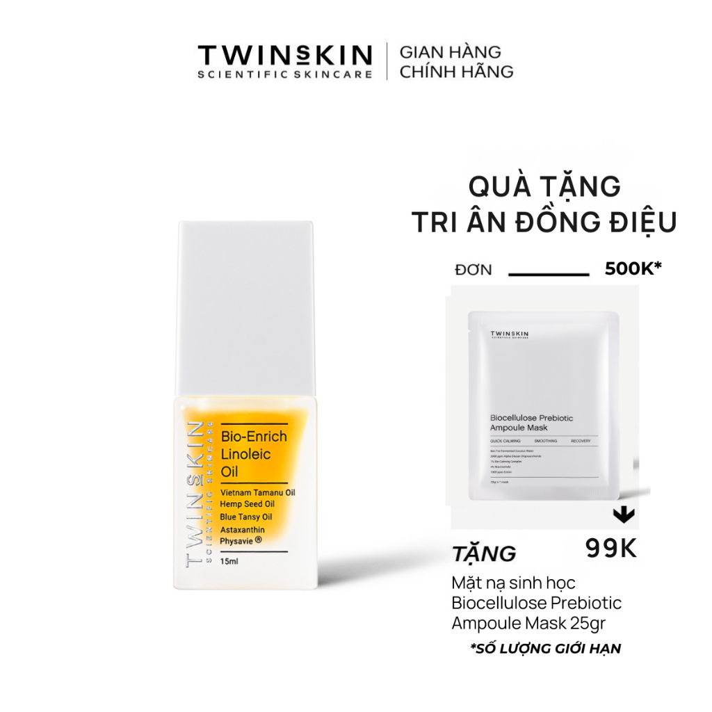 Dầu dưỡng giảm mụn, cải thiện chất lượng bã nhờn, giúp giảm viêm - Bio-Enrich Linoleic Oil Twins Skin 5ml và 15ml