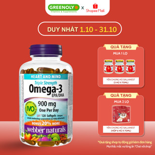 Dầu Cá Omega 3 Webber Naturals Hỗ Trợ Tim Mạch, Não Triple Strength Omega 3 900mg EPA/DHA
