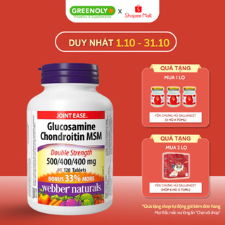 Viên Uống Glucosamine Webber Naturals Giảm Đau Duy Trì Sụn Khớp Glucosamine Chondroitin MSM 500/400/400mg Hộp 120 Viên