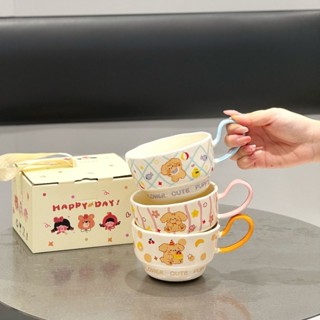   Kèm hộp+túi+thiệp  Cốc sứ ly gốm tráng men cún puppy kèm muỗng nơ dễ thương quà tặng dễ thương 