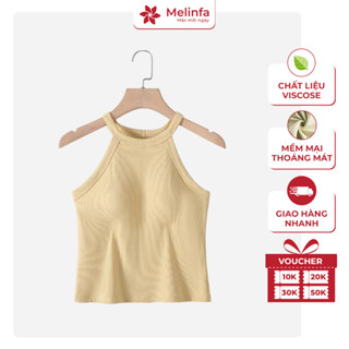 Áo cổ yếm hai dây có đệm ngực vải Viscose tự nhiên mềm mại thoáng mát, áo 2 dây có mút ngực mặc nhà, tập gym mã VAA0548