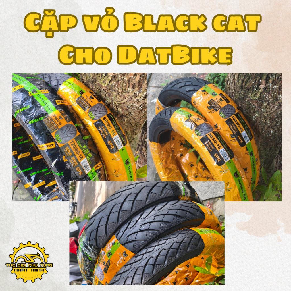 Cặp Vỏ Xe DatBike Black Cat | Size Nhỏ (80/90-16 & 100/80-16) / Size Lớn (80/90-16 & 120/80-16)