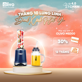 Máy xay sinh tố OLIVO MB300 300W, hai cốc dung tích 600ml tiện lợi, lưỡi dao inox 4 cánh sắc bén