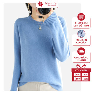  Áo len nữ cổ tròn dài tay áo len mùa đông len mềm mịn co giãn thời trang Hàn Quốc MELINFA VAA0259 