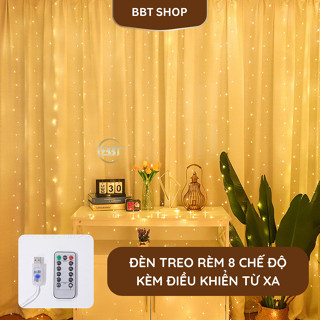 [8 CHẾ ĐỘ] Dây Đèn Led Trang Trí thả rèm 10 sợi đèn, 8 chế độ nháy, cắm USB có kèm điều khiển từ xa