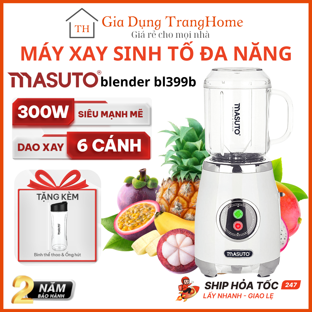 Máy xay sinh tố đa năng Masuto Blender BL399B Chuyên Xay Các Món Healthy Eat Clean Chính Hãng