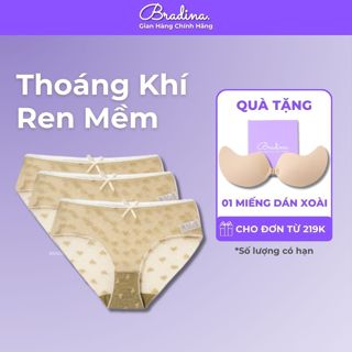 Combo 3 quần lót ren nữ Bradina Heart sexy, nữ tính, ren thoáng mát QLR1